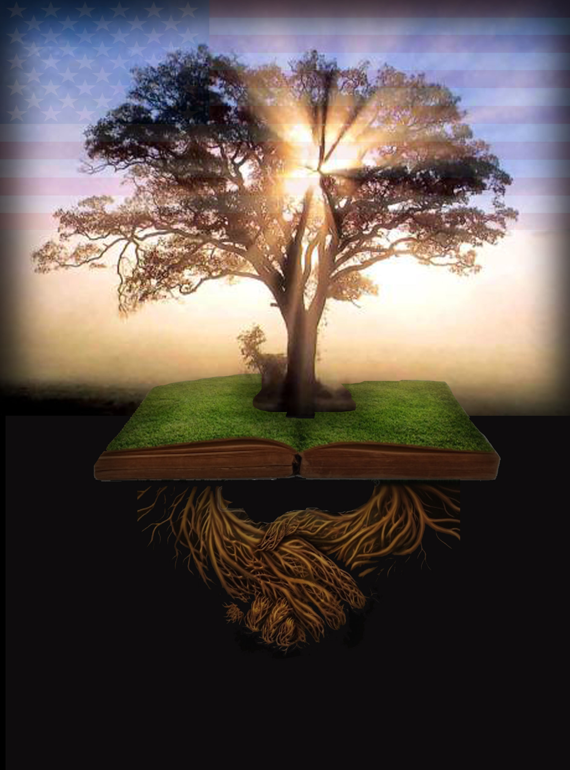 Tree, Flag, Book, Roots
